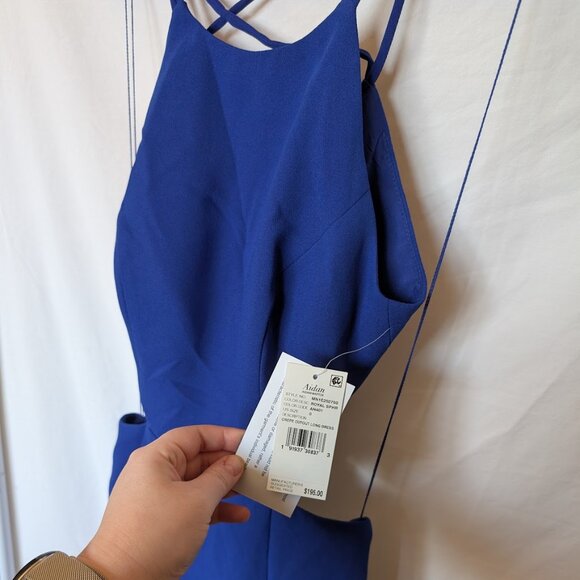 NWT Aidan by Aidan Mattox Cutout Gown – Royal Blue Crepe Evening Dress, Size 0 - Picture 3 of 5